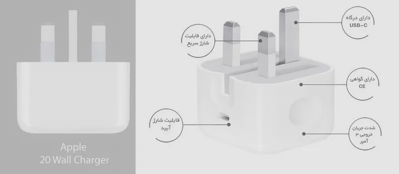 شارژر اصلی اپل 20 وات